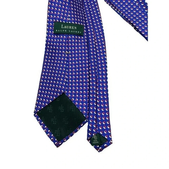 Lauren Ralph Lauren Mens Patterned‎ Silk Neck Tie Purple One geometric - Picture 3 of 5